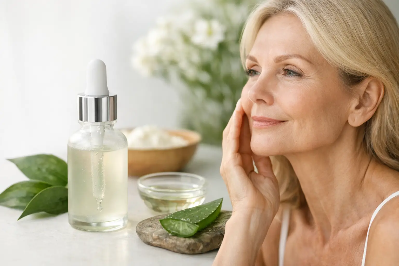 Siero viso naturale antirughe per pelle matura
